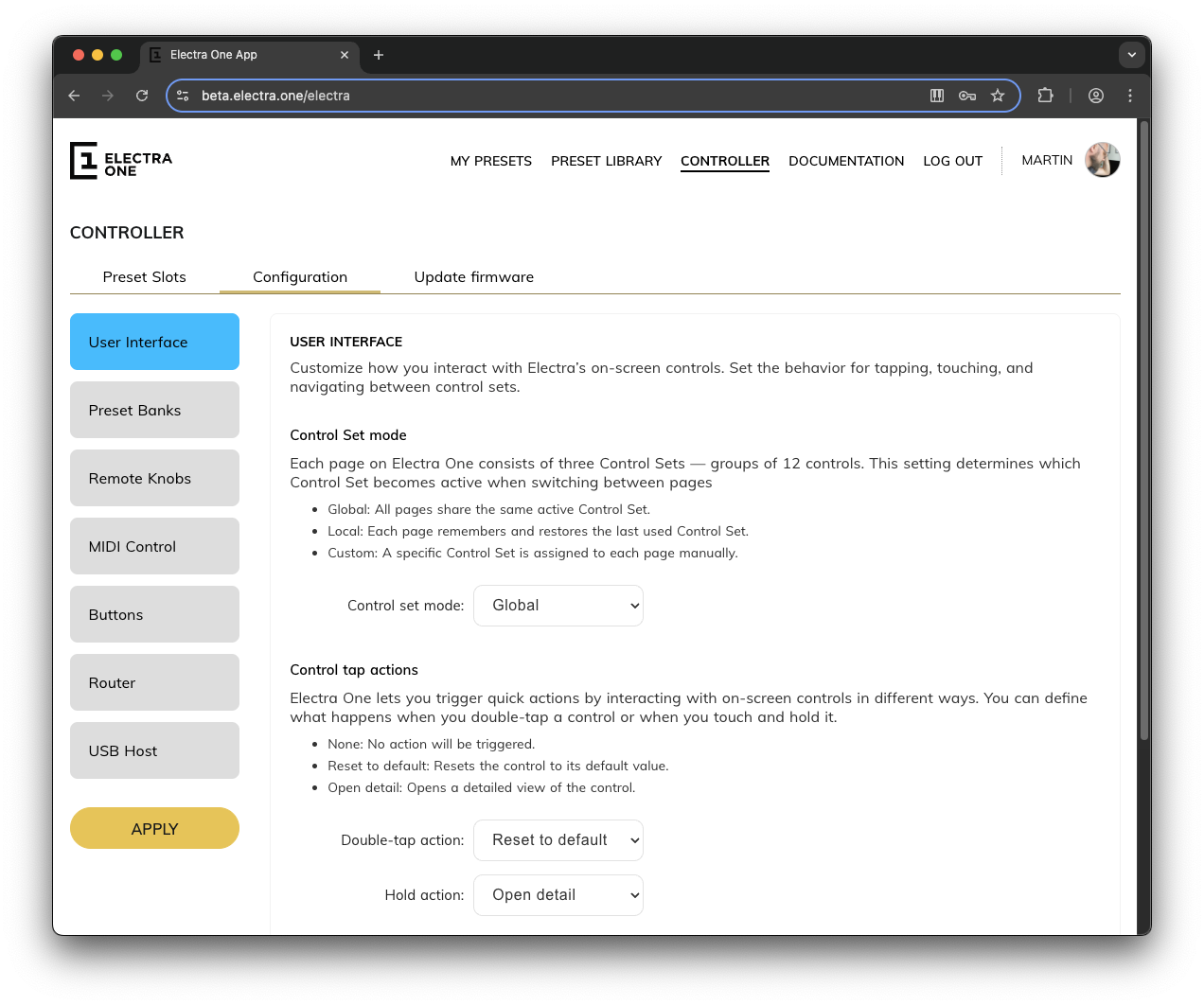 Controller configuration Interfaces
