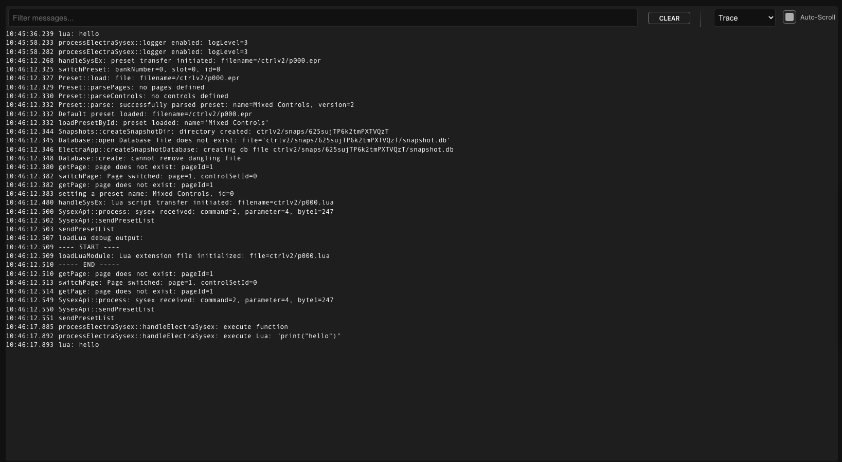 Lua debugger output
