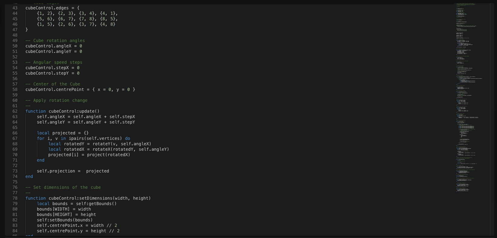 Lua editor detail