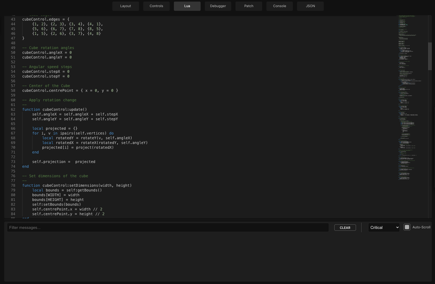 Lua editor