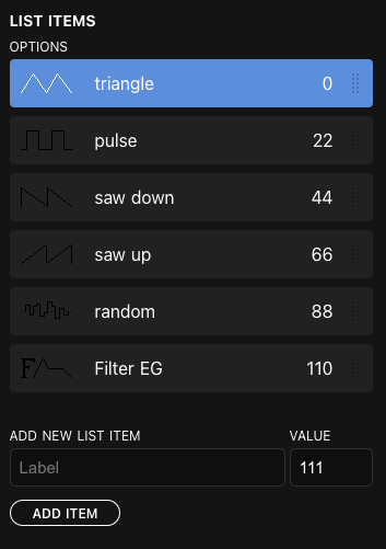 Overlay Editor List