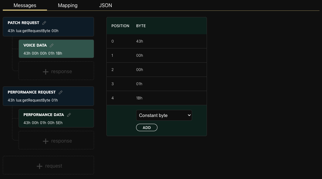 Patch Editor request response
