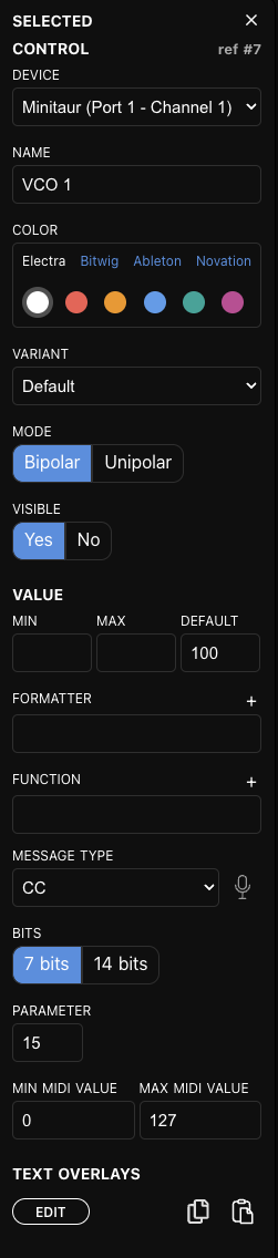 Fader attributes