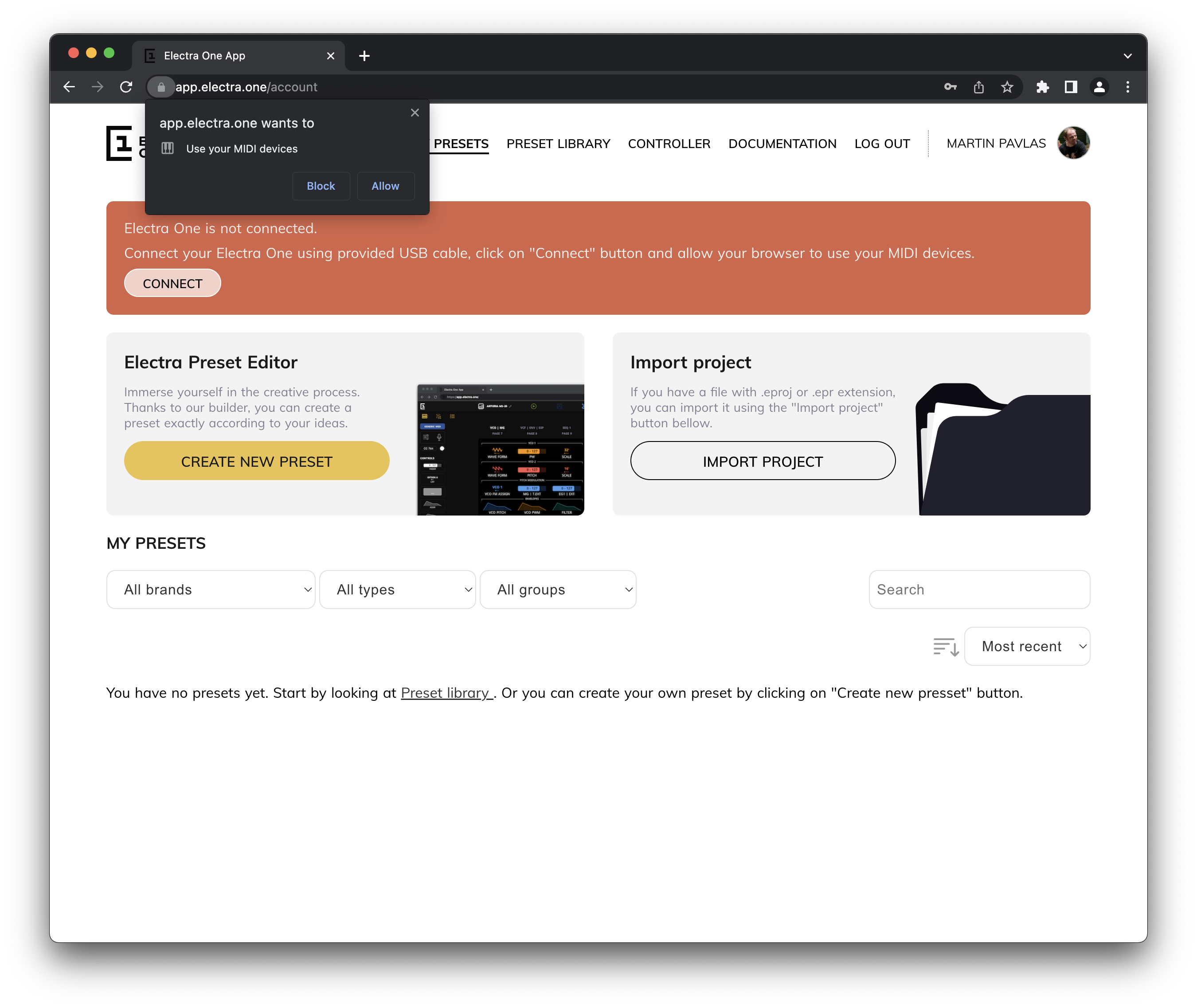 Allow use of MIDI devices