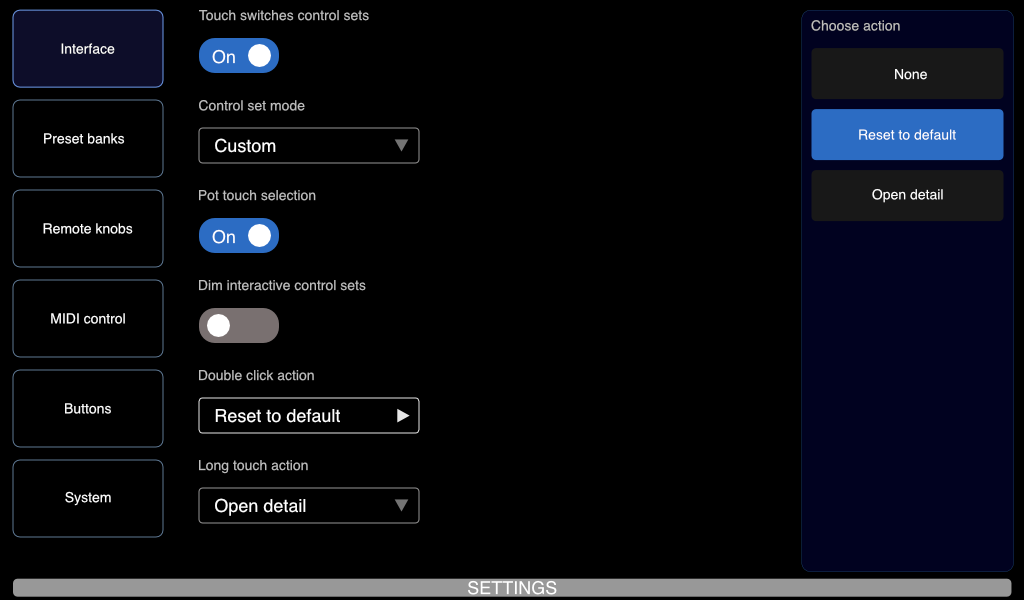 Settings overview