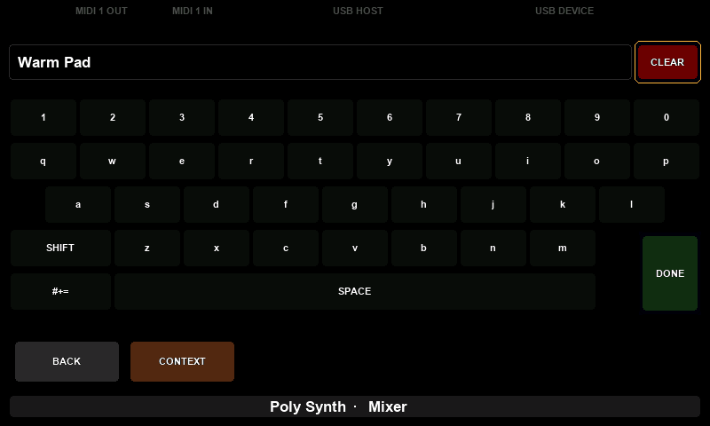 The keyboard of a text box
