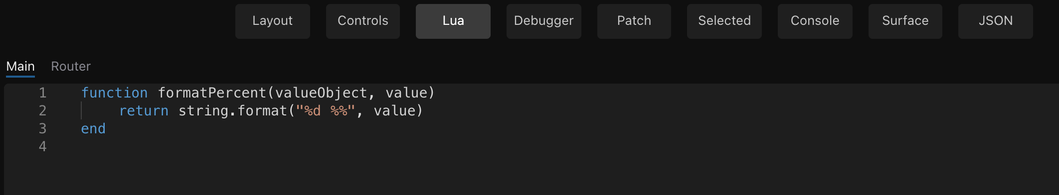 The Lua tab