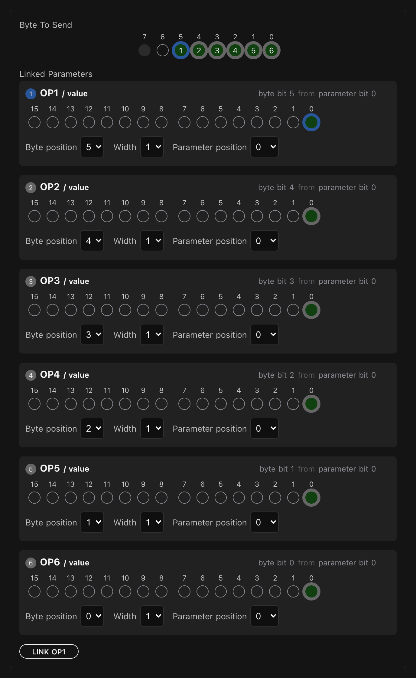 Six parameters in one byte