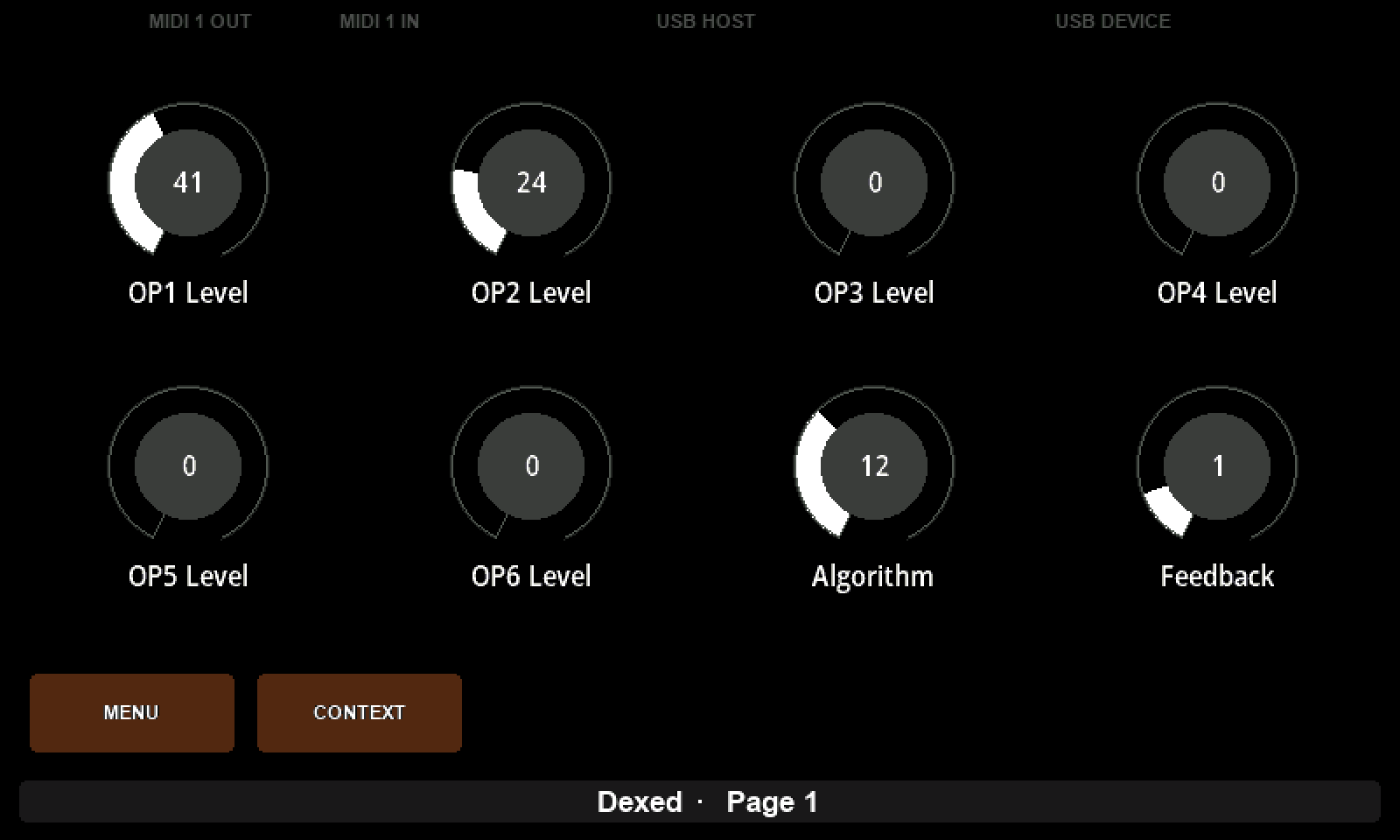 The controls following Dexed