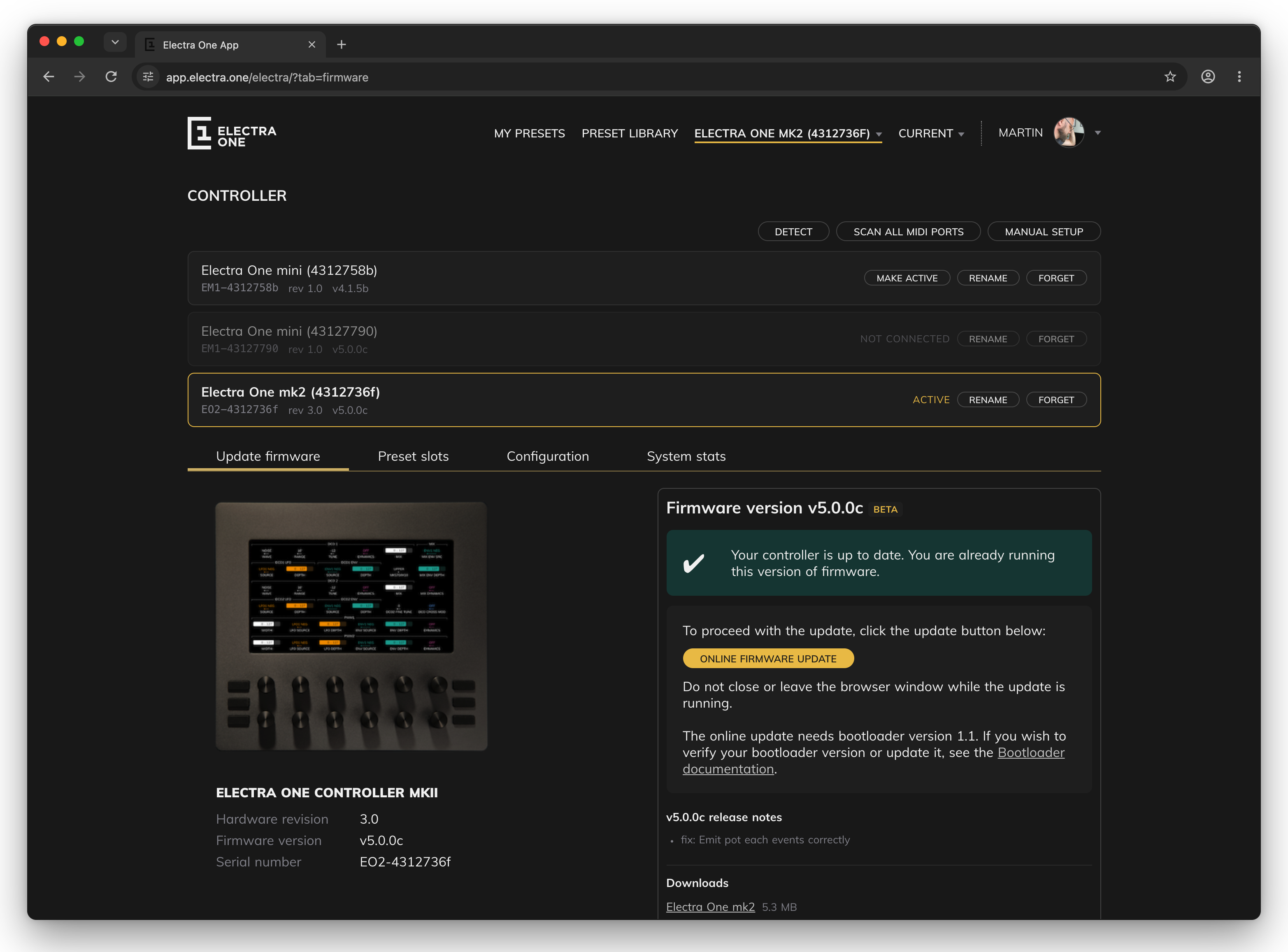 The Controller page