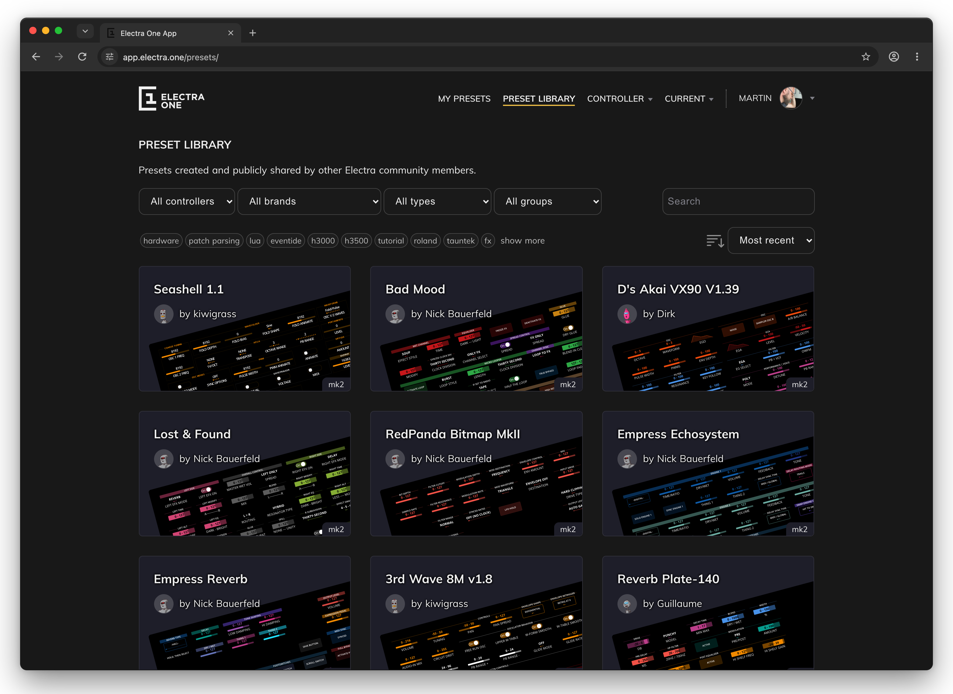 The preset library