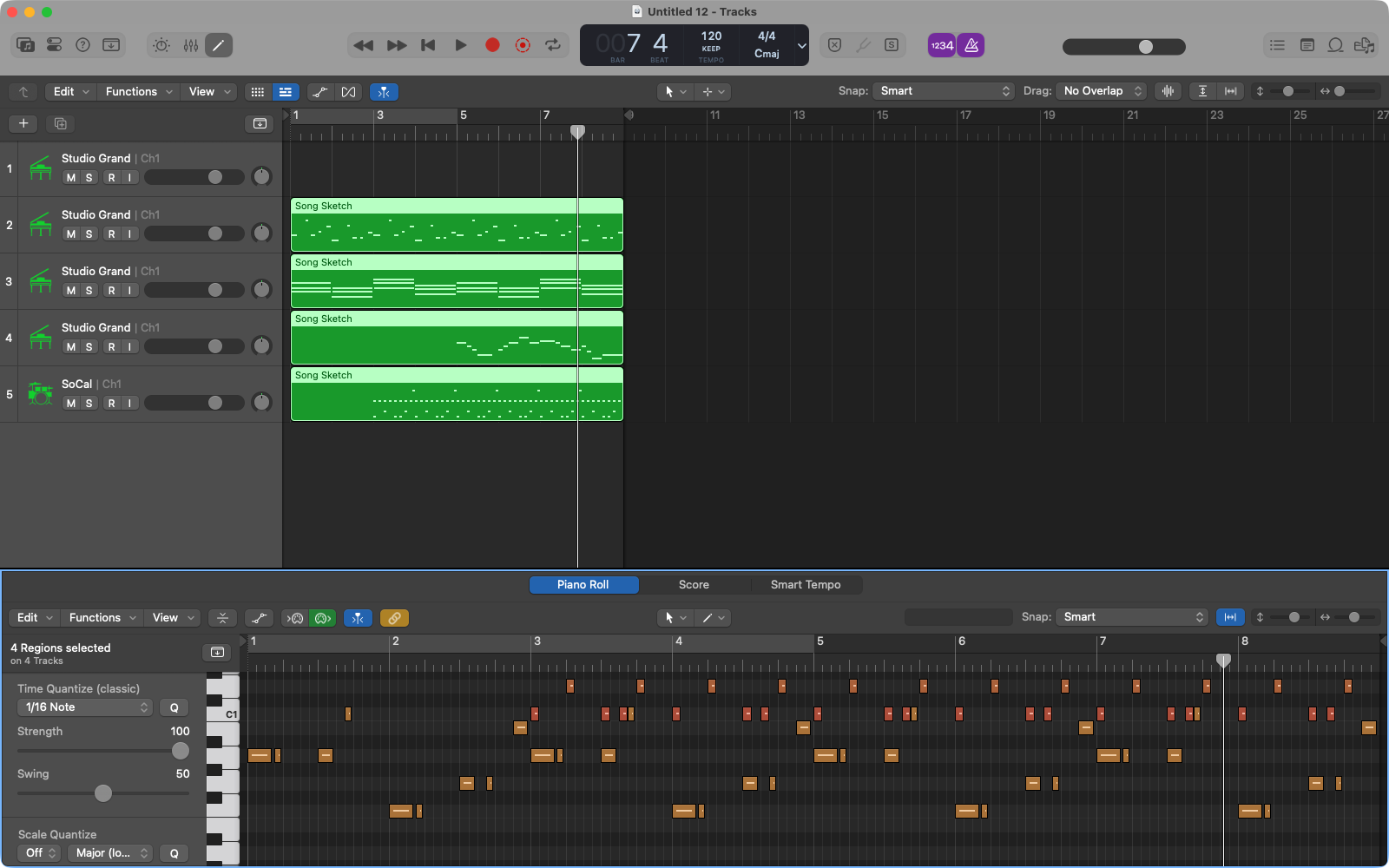 A capture opened in Logic Pro
