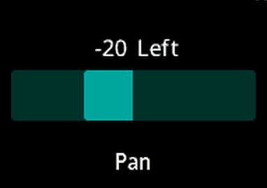 A Pan fader showing -20 Left