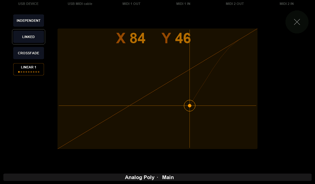 An XY Pad held to a line