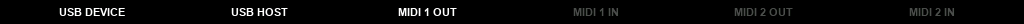 The status bar of Electra One Mk2 while a device on Port 1 sends