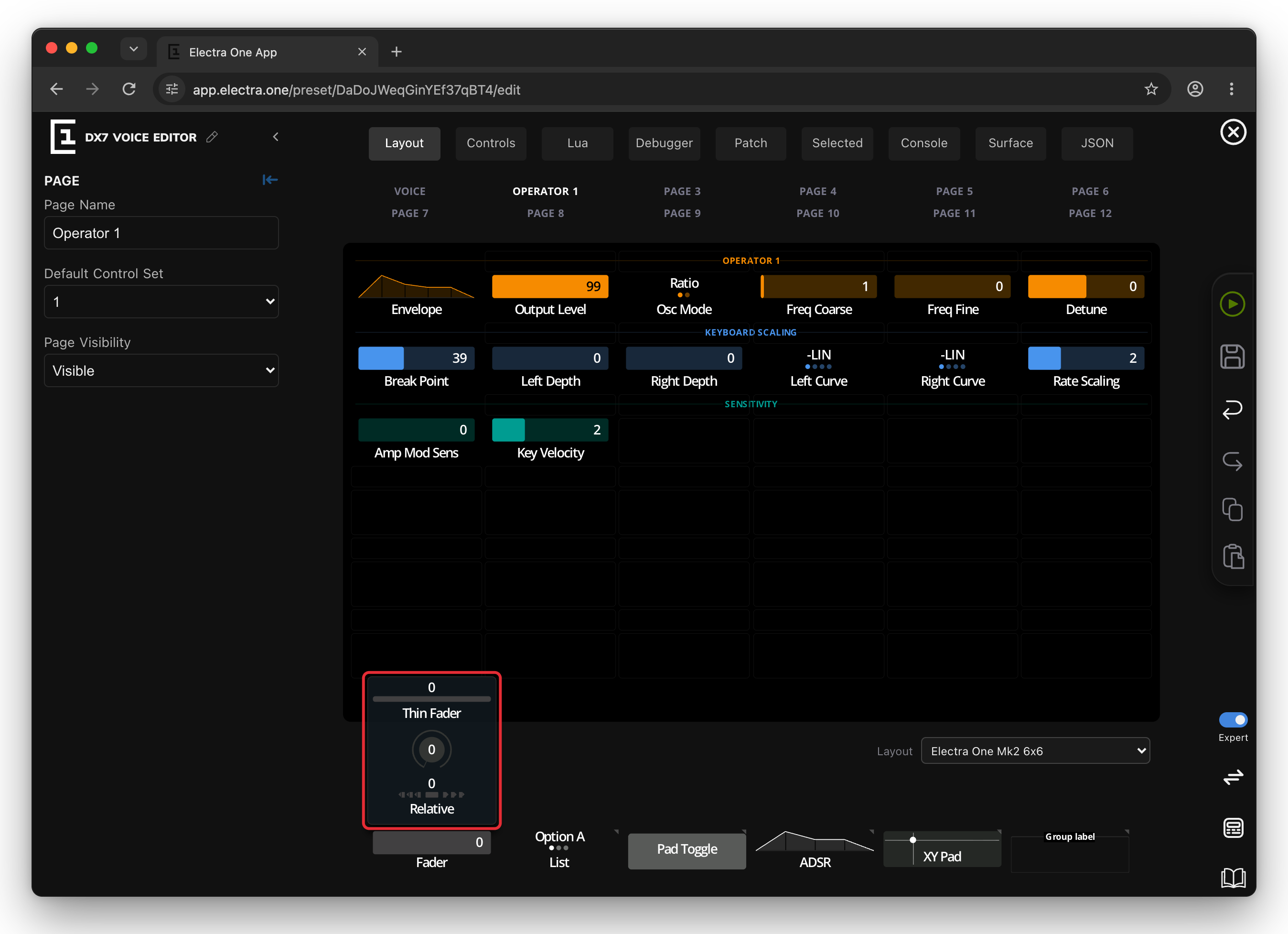 The control repository with the faders open