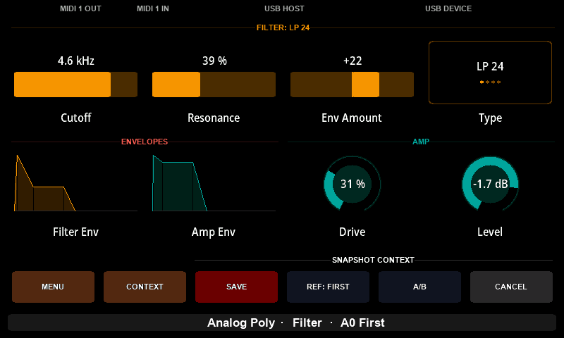 Comparing with the starting point on Electra One Mini