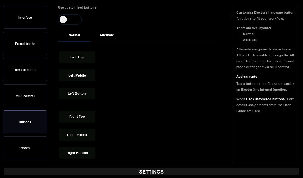 The Buttons tab