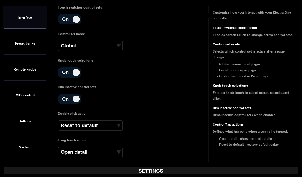 The Interface tab