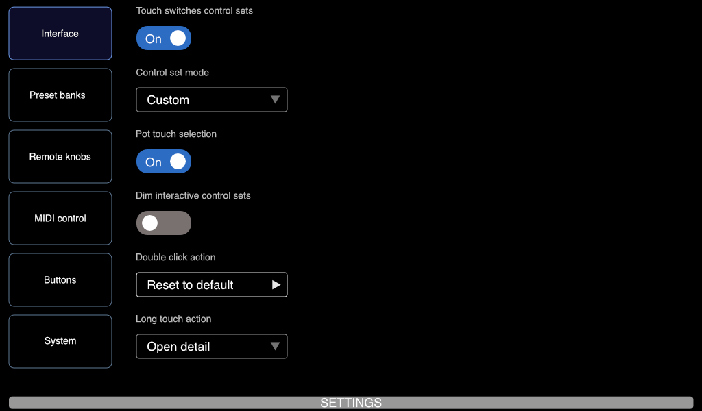 Settings overview