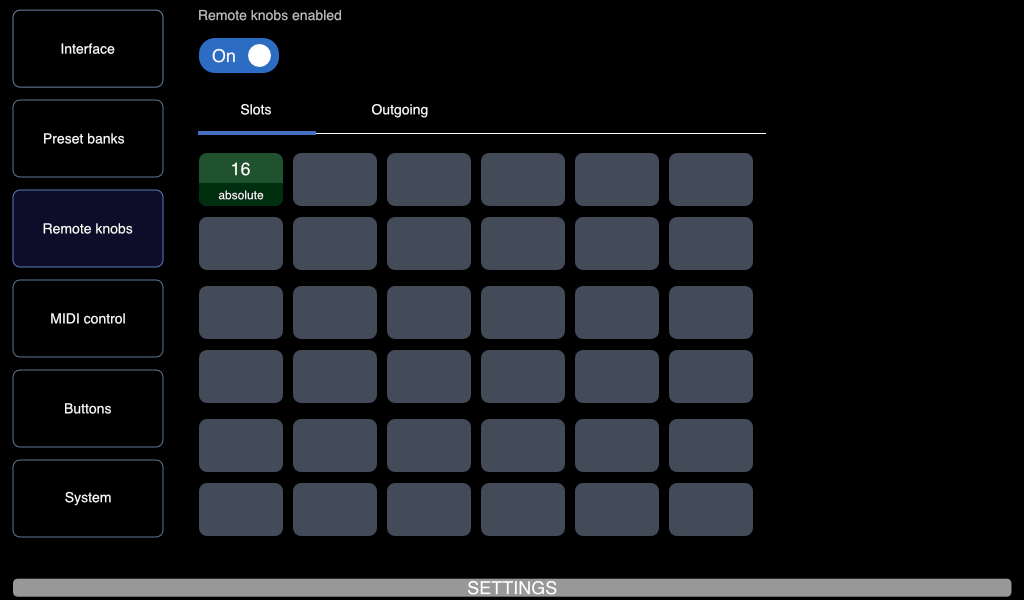 Settings overview
