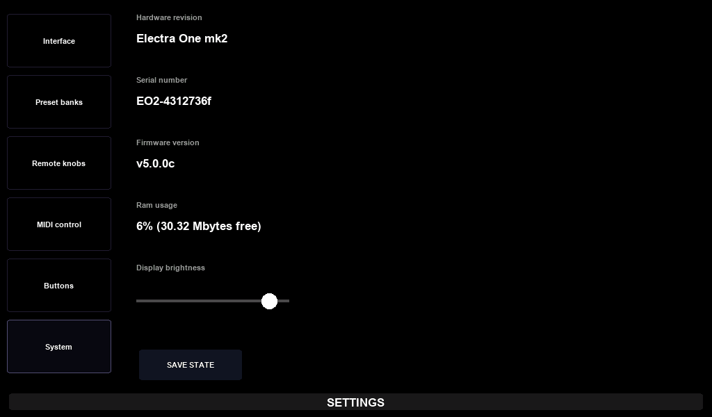 The System tab