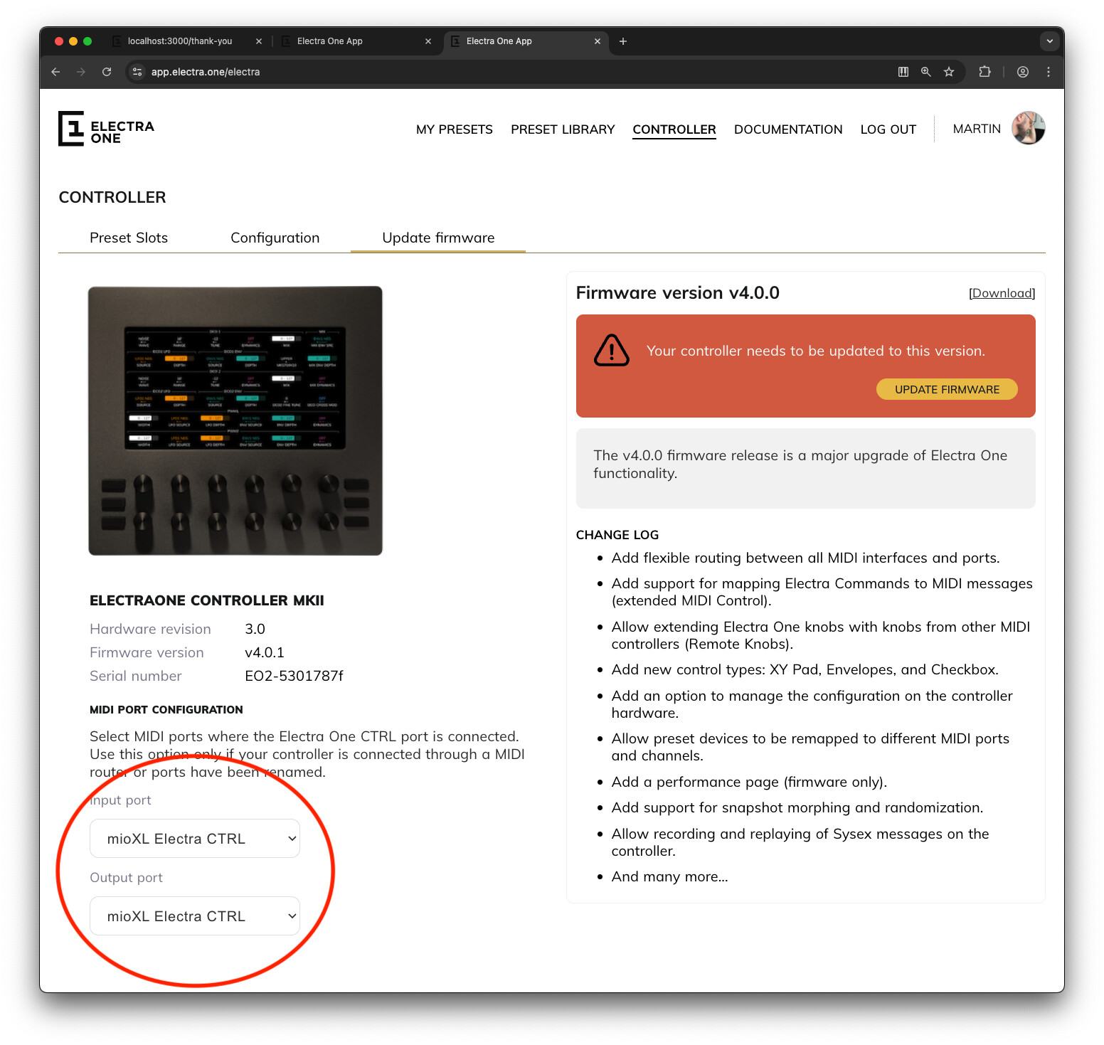 Controller section