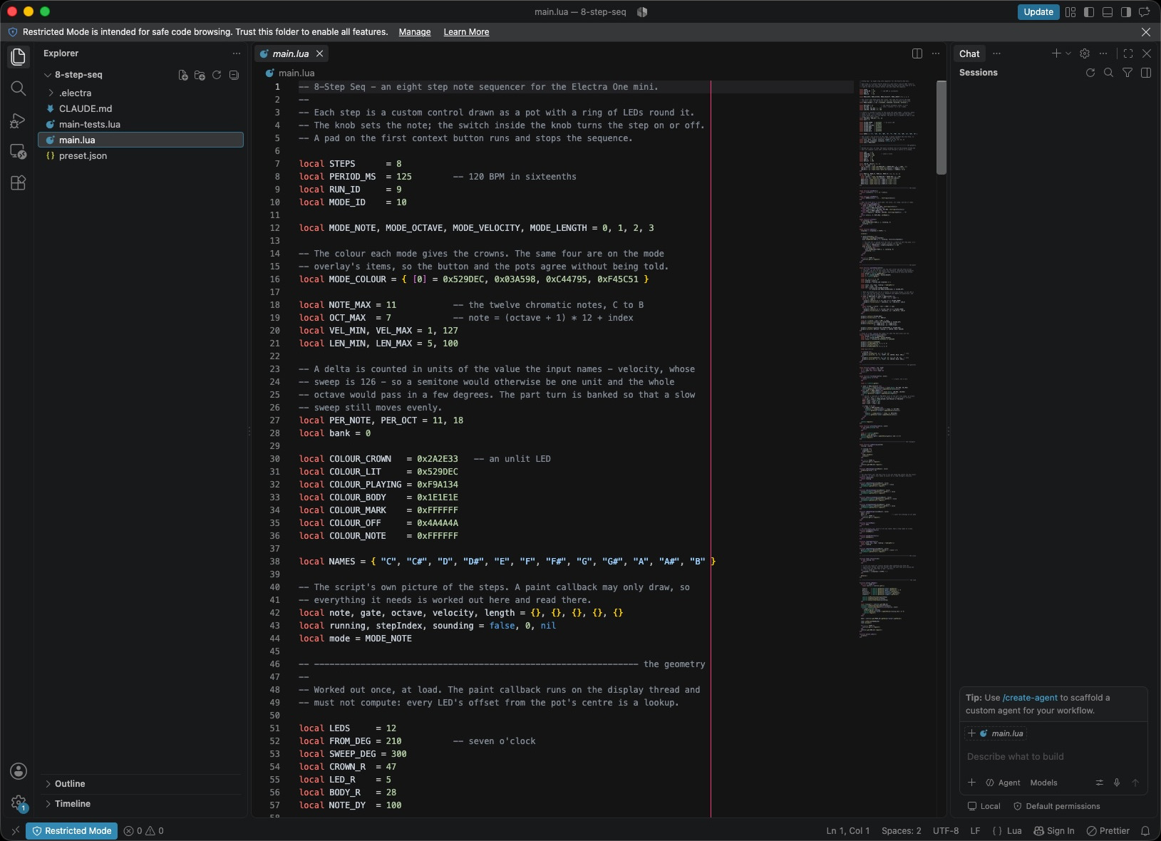 main.lua open in VS Code