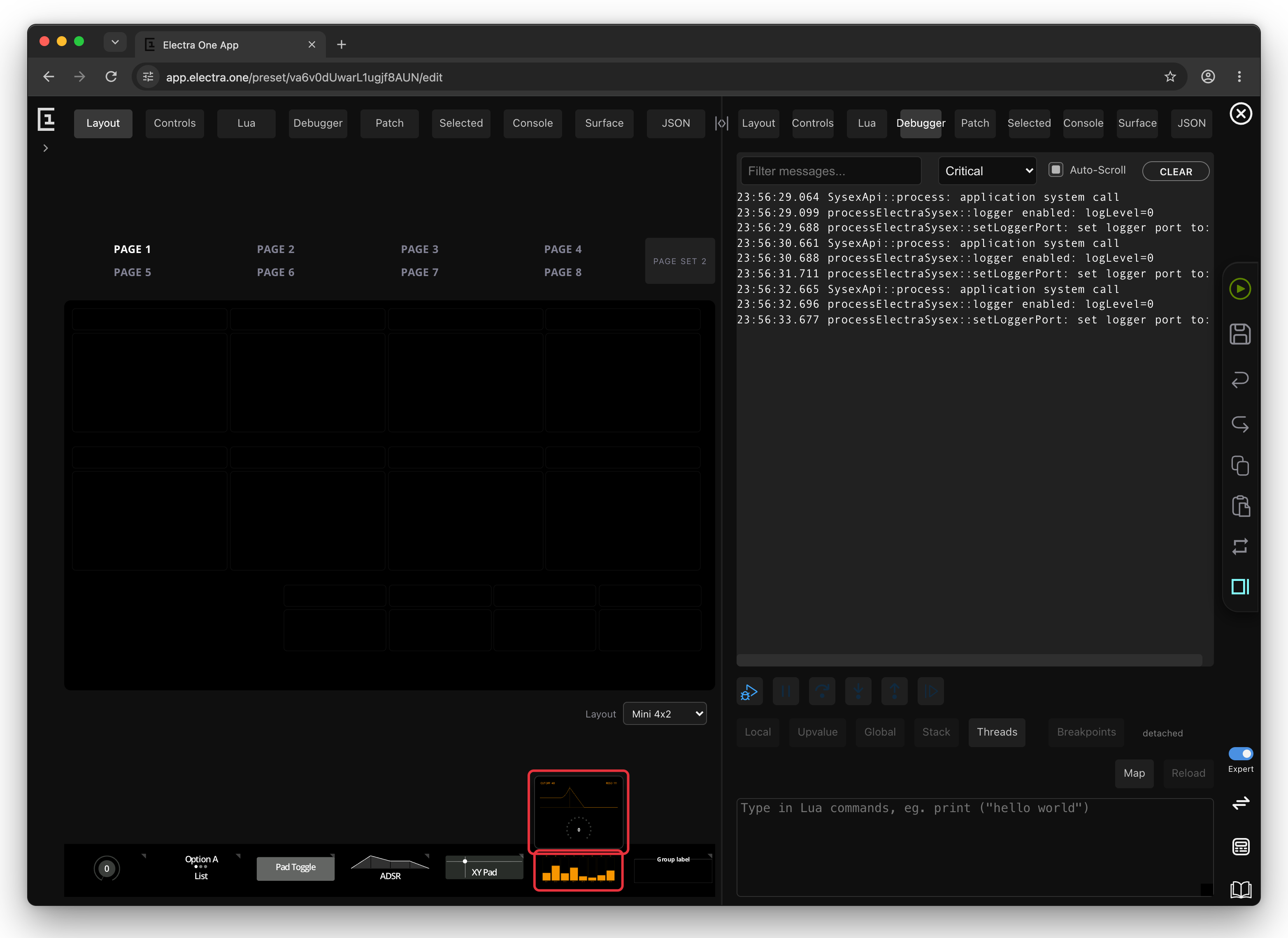 Starred controls in the editor's palette