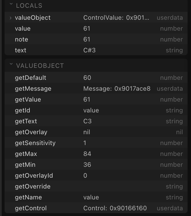 A value object opened