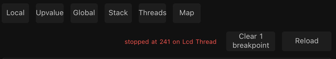 The buttons under the debugger