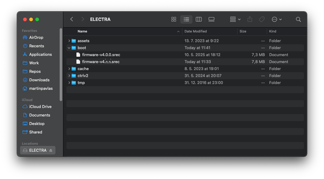 Electra One update copied