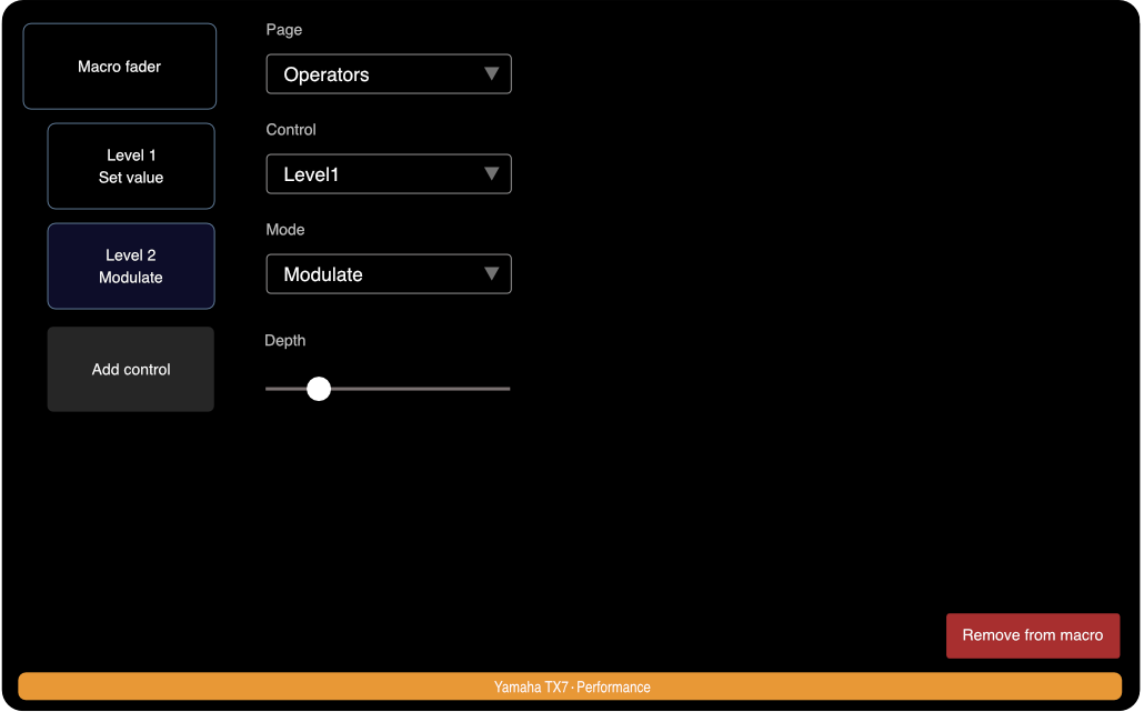 Edit macro control modulate